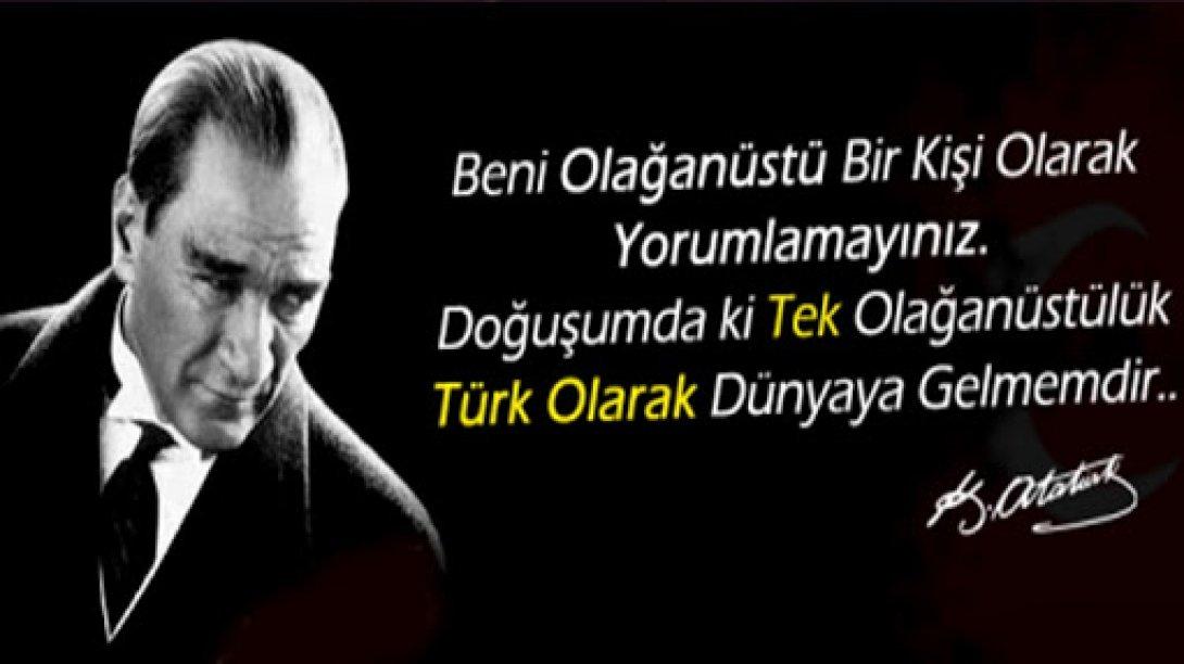İlçe Milli Eğitim Müdürü Bayram Benlice'nin 10 Kasım Atatürk'ü Anma Mesajı